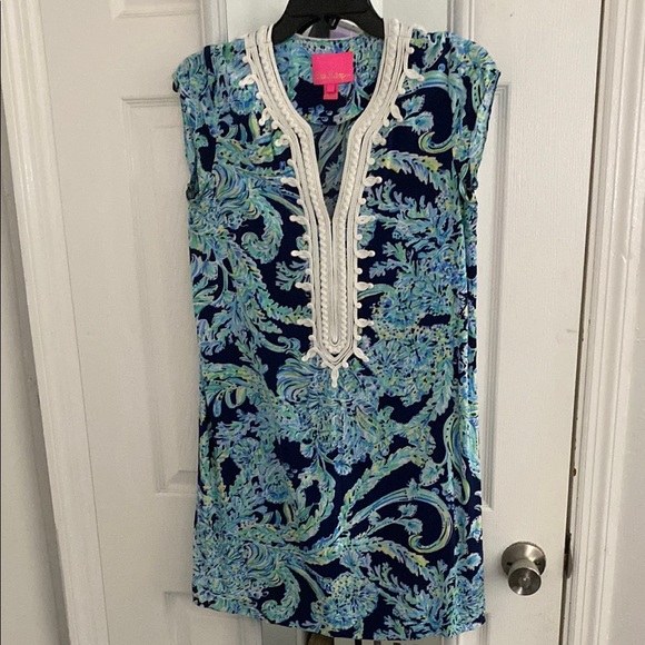 Lilly Pulitzer Madia Tunic Dress High Tide Navy Scuba Doo - Size S - Picture 2 of 10